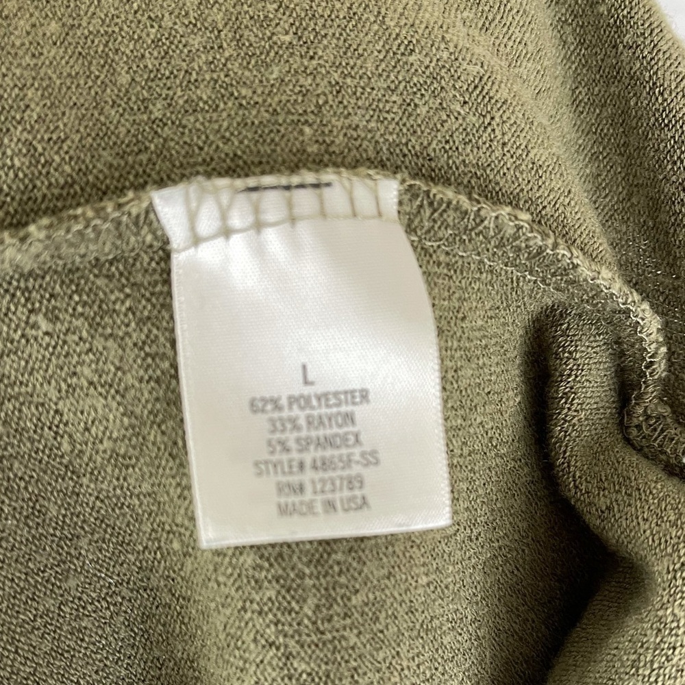 Olive Green Open Back Short Sleeve Terry Top - Picture 6 of 7